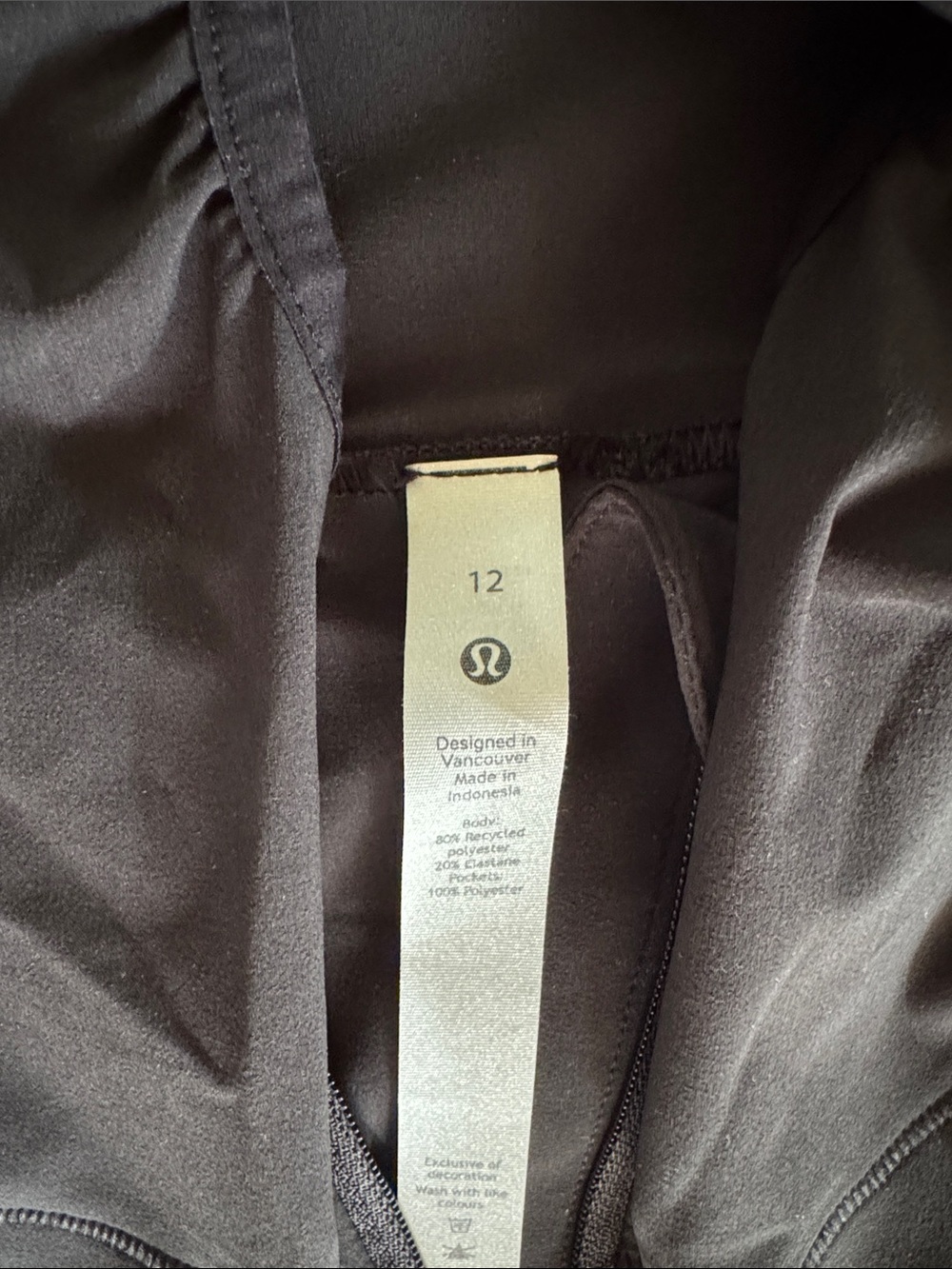 Lululemon Mistover Windbreaker, black, size 12-like new - Picture 2 of 3